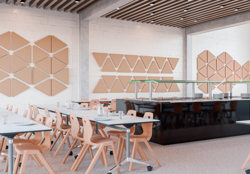 Paneles acústicos para comedores escolares